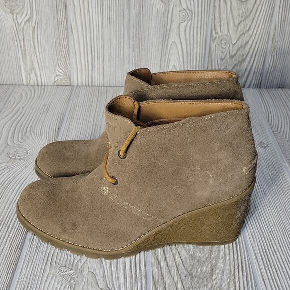 Sperry Top-Sider Stella Tan Wedge Leather Ankle Boots Womens 7.5 - Picture 4 of 13